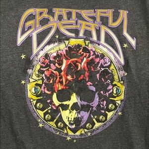 Black Grateful Dead Large Short Sleeve Tank Top with Psychedelic Skull Design